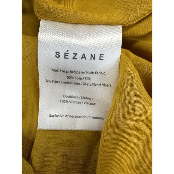 Sézane Silk Floral Wrap Skirt Yellow Gold Metallic Midi 44 US 12 Viscose Lining - Picture 14 of 14
